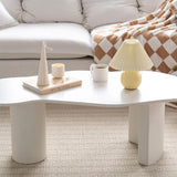 47" Modern Funky Wood Coffee Table Abstract Cloud Shaped in White