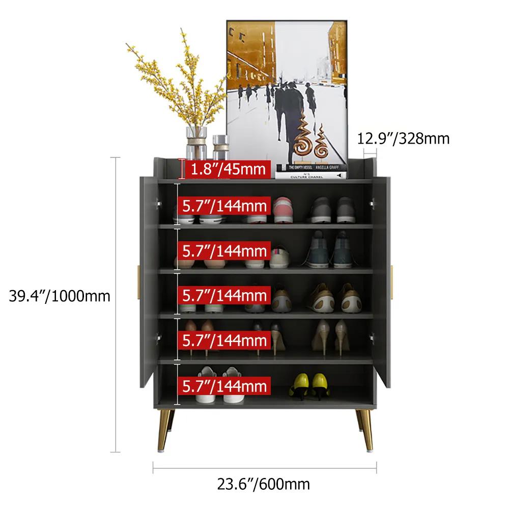 Nordic Gray Shoe Cabinet 4 Shelves Entryway Shoe Cabinet-Wehomz