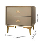 Modern Champagne Nightstand 2 -Drawer Bedside Table in Gold Finish