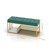 مقعد المدخل المنجد المخملي مع مقعد سرير التخزين باللون الأخضر