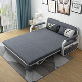 Light Gray Sleeper Sofa Bed Loveseat Cotton & Linen Upholstered with Solid Wood Frame