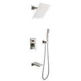 ウォールマウント10 "レインシャワーハンドシャワー＆浴槽スパウトシャワーシステムマットブラック