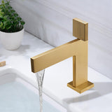 Gebürstetes Gold Modernes Waschbecken Wasserhahn Einhand 1-Loch aus massivem Messing