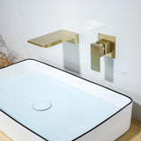 Waterfall Wall Mounted Brushed Gold Bathroom Sink Faucet Single Handle