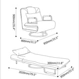 33.5" Beige Lay-down Singer Sleeper Sofa Bed Lounge Chair