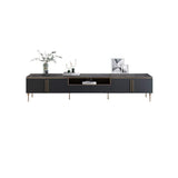 Black Minimalist TV Stand Stone Top 4-Door 1 Drawer Media Console-Richsoul-Furniture,Living Room Furniture,TV Stands