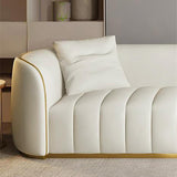 Sofá moderno de 89" tapizado en piel sintética de 3 plazas con patas doradas