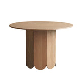 35" Farmhouse Round Small Dining Table 4-Person Natural Pine Wood