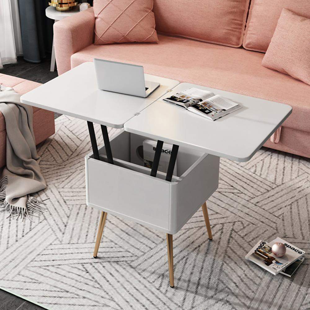 Multi-functional Coffee Table Extendable with Storage & Lift Top in White-Richsoul-End &amp; Side Tables,Furniture,Living Room Furniture