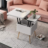 Multi-functional Coffee Table Extendable with Storage & Lift Top in White-Richsoul-End &amp; Side Tables,Furniture,Living Room Furniture