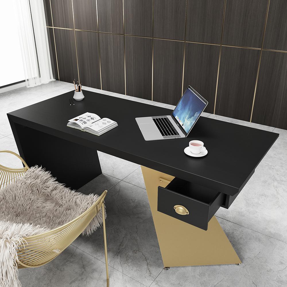 Cabstract 63" Modern Home Office Desk with Drawer Writing Desk in Black