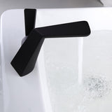 Grifo de lavabo de baño de un orificio con manija plana contemporánea de latón macizo en negro mate