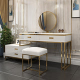 Modern White Makeup Vanity Expandable Dressing Table with Cabinet Mirror&Stool Included