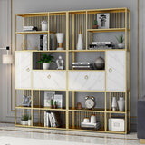 70,9 "Bidaconction géométrique moderne à 5 niveaux avec 1 tiroir et 1 porte en blanc et or