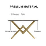 Schmaler Konsolentisch in Schwarz &amp; Gold Akzenttisch für Eingangsbereich X Grundmetall in Klein