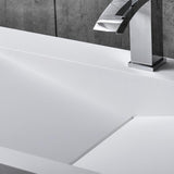光沢のある白い壁マウントフローティングシンク固体表面石の樹脂浴室V字型シンク