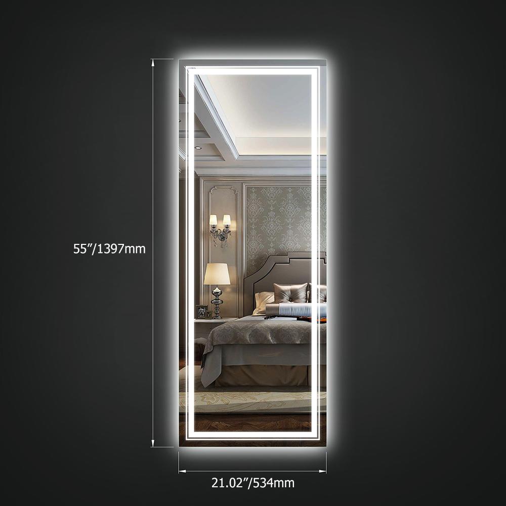 Full Length Wall Mirror with Lights 55 x 21 White Frameless LED Dressing Mirror