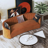70,9 "canapé courbe en velours moderne en orange avec base en acier inoxydable