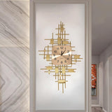 35.4 "3D Gold Metal Metal Mur Wall Clock Luxury Home Decor