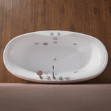 Bañera independiente de hidromasaje ovalada acrílica de 71" con masaje de agua en blanco