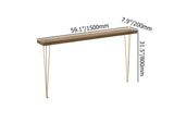 39 "table de console rectangulaire étroite moderne avec des jambes métalliques supérieures en bois