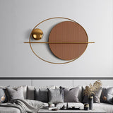 Décoration murale géométrique ovale moderne accents suspendus en métal brun