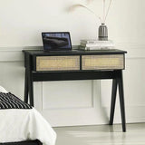 Bureau à domicile moderne de roteur noir avec tiroirs bureau d'écriture en bois