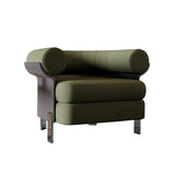 Modern Green Boucle Upholstered Accent Chair with Round Back