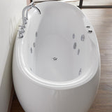 Bañera independiente de hidromasaje ovalada acrílica de 71" con masaje de agua en blanco