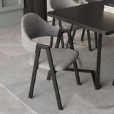 Chaise latéral de chaise de salle à manger rembourrée en linge gris (ensemble de 2)