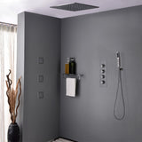Grifo de ducha de níquel cepillado termostático de lluvia moderno Sistema de ducha de montaje empotrado con ducha de mano y chorros de cuerpo de latón macizo