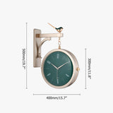 ساعة الحائط الحديثة ذات الوجهين على الوجهين الأخضر البسيط على مدار الساعة