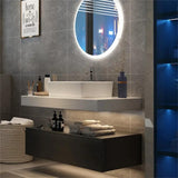 40 "Vanité de salle de bain flottante moderne avec évier unique blanc et noir
