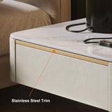 Modern White Floating Nightstand 1 Drawer Bedside Table with Sintered02Stone Top