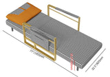 Sofá cama individual moderno de pata de gallo naranja convertible con almacenamiento lateral