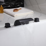 Waterfall Roman Tub Faucet Double Handle Brass Deck Mounted Faucet in Matte Black