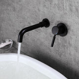 Stev Solid Brass Modern Wall-Mount Bathroom Sink Faucet with Single Handle in Matte Black