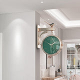 Reloj de pared moderno de doble cara Reloj colgante minimalista verde