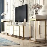 Modern Luxury Freestanding Black/White And Gold Shelving Unit For Living Room