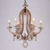 Audrey Classic Cottage Chic Sculpted Wooden 6-Light Chandelier with Candle Shaped