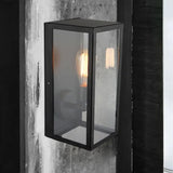 Industrial Square Matte Black Metal Single-Light Outdoor Wall Lantern