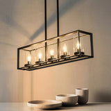 Schwarzer Metallrahmen 5-Licht-Kücheninsel lineare Pendelleuchte im modernen Stil