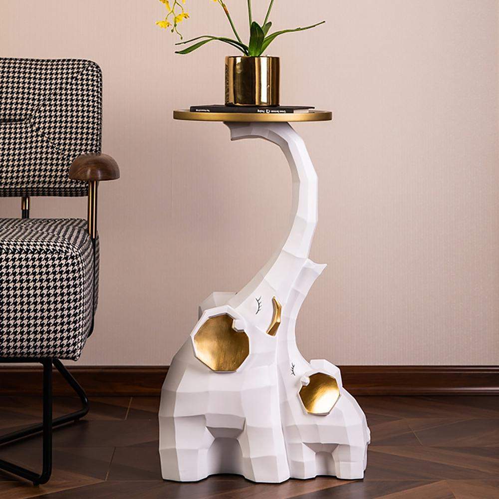 White End Table with Tray Top Decor Elephant Shape Side Table-End &amp; Side Tables,Furniture,Living Room Furniture