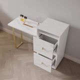 Modern Folding Desk with Chair White Extendable Writing Desk with Cabinet-Desks,Furniture,Office Furniture