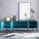 Contemporary Wood TV Stand with Storage in Blue Media Console for TVs up to 85"-Richsoul-Furniture,Living Room Furniture,TV Stands