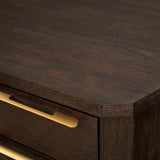 5-Drawer Walnut Writing Desk Large Computer Desk with Gold Base-Desks,Furniture,Office Furniture