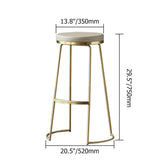 Gold & Beige PU Leather Upholstered Round Bar Height Stool Backless Set of 2