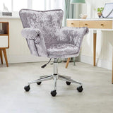 Gray Modern Task Chair Velvet Upholstered Swivel Office Chair Height Adjustable