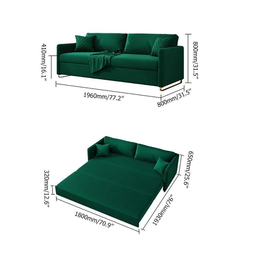 77.2" Convertible Sofa Full Sleeper Sofa Velvet Upholstered-Daybeds,Furniture,Living Room Furniture