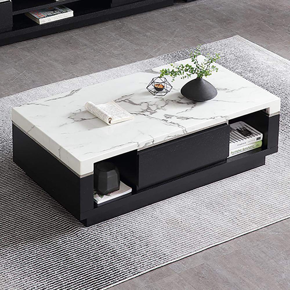 Modern Marble Coffee Table with Storage & Drawers in Wood-Wehomz-Coffee Tables,Furniture,Living Room Furniture